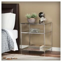 Benton Glam Mirrored Side Table - Chrome - Aiden Lane -Side Tables Sales unnamed file 3903