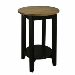 American Oak Top Round End Table Forest Gray/Black - Flora Home -Side Tables Sales unnamed file 3920