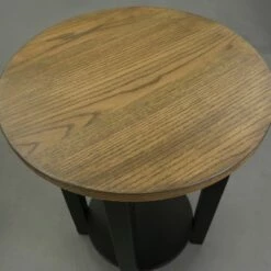 American Oak Top Round End Table Forest Gray/Black - Flora Home -Side Tables Sales unnamed file 3923