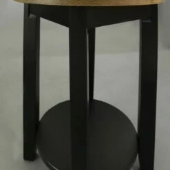 American Oak Top Round End Table Forest Gray/Black - Flora Home -Side Tables Sales unnamed file 3924