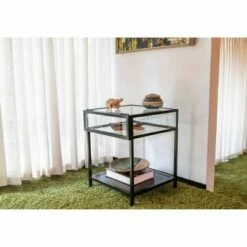 Decor Therapy Claira Glass and Metal End Table Black - Décor Therapy -Side Tables Sales unnamed file 3933