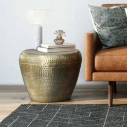 Lerner Metal Side Table Antique Gold - WyndenHall