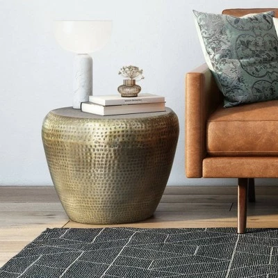 Lerner Metal Side Table Antique Gold - WyndenHall 3 Lerner Metal Side Table Antique Gold - WyndenHall