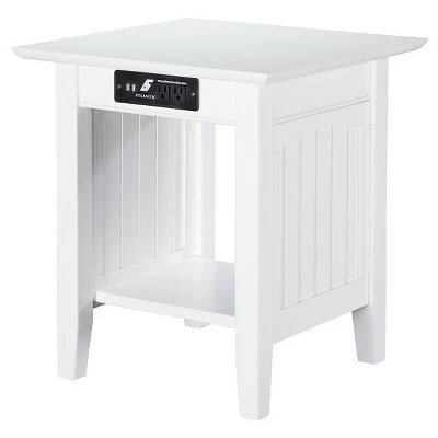 Nantucket End Table with Charger - Atlantic Furniture White 7 Nantucket End Table with Charger - Atlantic Furniture White - Image 5