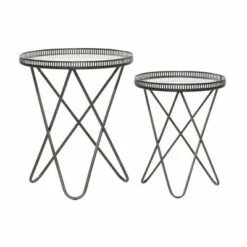 Olivia & May Set of 2 Industrial Metal Accent Tables Gray - Olivia & May 10 Olivia & May Set of 2 Industrial Metal Accent Tables Gray - Olivia & May -Side Tables Sales unnamed file 401