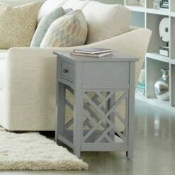 Middlebury Wood End Table with Drawer and Shelf Gray - Alaterre Furniture 11 Middlebury Wood End Table with Drawer and Shelf Gray - Alaterre Furniture -Side Tables Sales unnamed file 4024