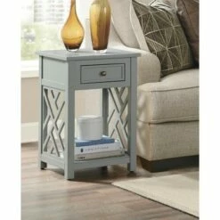 Middlebury Wood End Table with Drawer and Shelf Gray - Alaterre Furniture 12 Middlebury Wood End Table with Drawer and Shelf Gray - Alaterre Furniture -Side Tables Sales unnamed file 4025