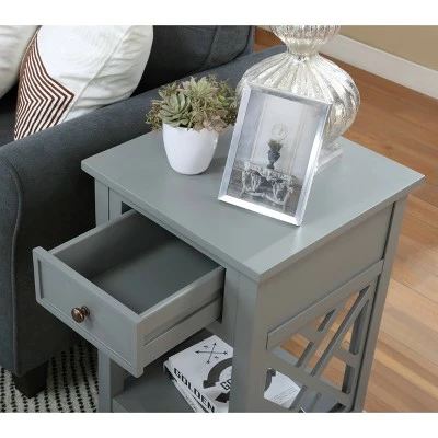 Middlebury Wood End Table with Drawer and Shelf Gray - Alaterre Furniture 7 Middlebury Wood End Table with Drawer and Shelf Gray - Alaterre Furniture - Image 5