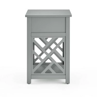 Middlebury Wood End Table with Drawer and Shelf Gray - Alaterre Furniture 8 Middlebury Wood End Table with Drawer and Shelf Gray - Alaterre Furniture - Image 6