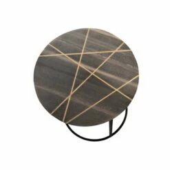 2pc Metal/Marble Side Table with Gold Inlays Black - Sagebrook Home -Side Tables Sales unnamed file 406