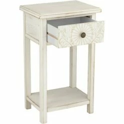 55 Downing Street Modern Wood Accent Side End Table 19" x 13 3/4" with Drawer and Shelf White Living Room Bedroom Bedside Entryway -Side Tables Sales unnamed file 4084