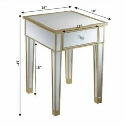 Gold Coast Mirrored End Table with Drawer - Breighton Home Champagne/mirror -Side Tables Sales unnamed file 4090