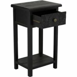 55 Downing Street Francis 13 3/4" Wide Black Side Table with Drawer -Side Tables Sales unnamed file 4097