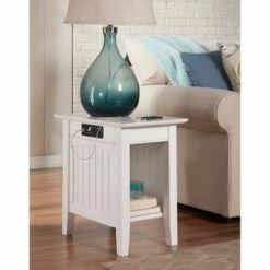 Atlantic Furniture Nantucket Chair Side Table with Charger Gray