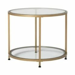 Studio Designs Home 26" Camber Modern Glass Round End Table - Studio Designs Gold -Side Tables Sales unnamed file 4116