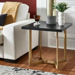 Karianne Black and Gold Metal Base End Table Black/Gold - Inspire Q