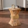 Bewill Square Side Table with Brass Accents Natural/Brass - Aiden Lane
