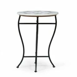 Mcneal Handcrafted Boho Marble Mosaic End Table White/Black - Christopher Knight Home -Side Tables Sales unnamed file 4241