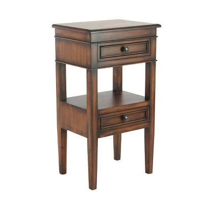 Distressed Wooden Side Table with Drawers - Olivia & May Rustic Brown 3 Distressed Wooden Side Table with Drawers - Olivia & May Rustic Brown