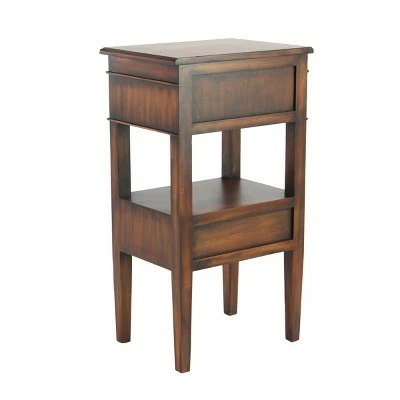 Distressed Wooden Side Table with Drawers - Olivia & May Rustic Brown 5 Distressed Wooden Side Table with Drawers - Olivia & May Rustic Brown - Image 3