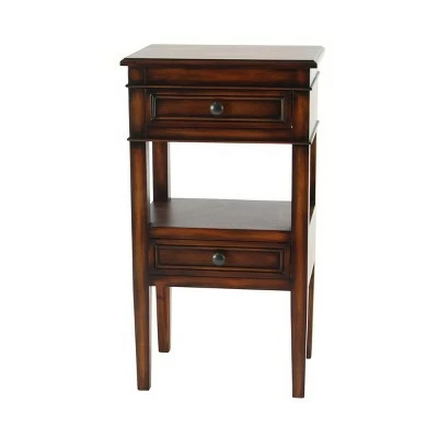 Distressed Wooden Side Table with Drawers - Olivia & May Rustic Brown 8 Distressed Wooden Side Table with Drawers - Olivia & May Rustic Brown - Image 6