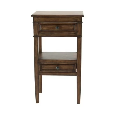Distressed Wooden Side Table with Drawers - Olivia & May Rustic Brown 9 Distressed Wooden Side Table with Drawers - Olivia & May Rustic Brown - Image 7