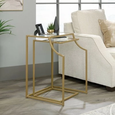 2pc International Lux Nesting Accent Tables Satin Gold - Sauder 3 2pc International Lux Nesting Accent Tables Satin Gold - Sauder