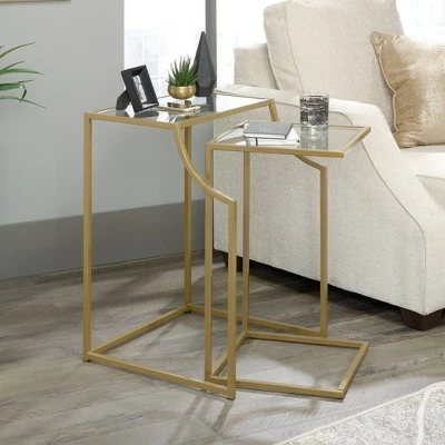 2pc International Lux Nesting Accent Tables Satin Gold - Sauder 4 2pc International Lux Nesting Accent Tables Satin Gold - Sauder - Image 2