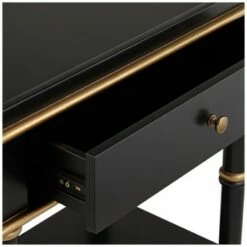 55 Downing Street Modern Luxe Wood Rectangular Accent Side End Table 15" x 24" with Drawer Shelf Black Gold for Living Room Home -Side Tables Sales unnamed file 4311