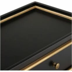 55 Downing Street Modern Luxe Wood Rectangular Accent Side End Table 15" x 24" with Drawer Shelf Black Gold for Living Room Home -Side Tables Sales unnamed file 4313