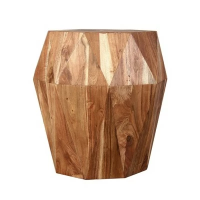 21.5" Faceted Handcrafted Mango Wood Side End Table with Octagonal Top Brown - The Urban Port 3 21.5" Faceted Handcrafted Mango Wood Side End Table with Octagonal Top Brown - The Urban Port