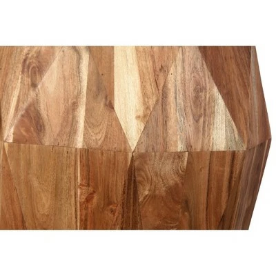 21.5" Faceted Handcrafted Mango Wood Side End Table with Octagonal Top Brown - The Urban Port 4 21.5" Faceted Handcrafted Mango Wood Side End Table with Octagonal Top Brown - The Urban Port - Image 2