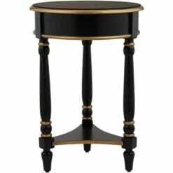 55 Downing Street Modern Luxe Wood Round Accent Side End Table 18 1/4" Wide with Shelf Black Gold for Living Room Home House -Side Tables Sales unnamed file 4325