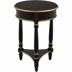 55 Downing Street Modern Luxe Wood Round Accent Side End Table 18 1/4" Wide with Shelf Black Gold for Living Room Home House -Side Tables Sales unnamed file 4327