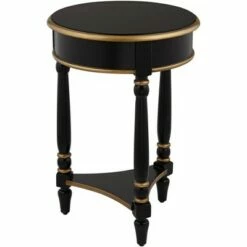 55 Downing Street Modern Luxe Wood Round Accent Side End Table 18 1/4" Wide with Shelf Black Gold for Living Room Home House -Side Tables Sales unnamed file 4328