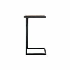 C Shape Mango Wood Sofa Side End Table with Metal Cantilever Base Brown/Black - The Urban Port
