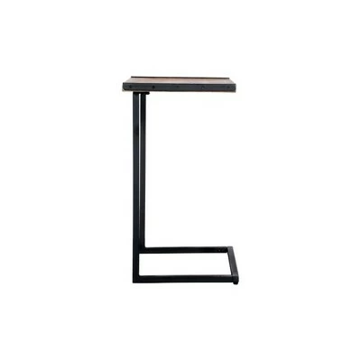 C Shape Mango Wood Sofa Side End Table with Metal Cantilever Base Brown/Black - The Urban Port 3 C Shape Mango Wood Sofa Side End Table with Metal Cantilever Base Brown/Black - The Urban Port
