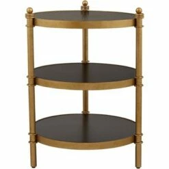 55 Downing Street Modern Luxe Wood Round Accent Side End Table 18 3/4" Wide Black Gold 3-Tier for Spaces Living Room Home House -Side Tables Sales unnamed file 4343