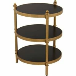 55 Downing Street Modern Luxe Wood Round Accent Side End Table 18 3/4" Wide Black Gold 3-Tier for Spaces Living Room Home House -Side Tables Sales unnamed file 4345