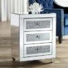 Studio 55D Modern Mirrored Rectangular Accent Side End Table 20" x 14" with 3-Drawer Silver Glass Crystal Living Room Home House -Side Tables Sales unnamed file 4353