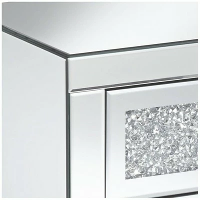 Studio 55D Modern Mirrored Rectangular Accent Side End Table 20" x 14" with 3-Drawer Silver Glass Crystal Living Room Home House 4 Studio 55D Modern Mirrored Rectangular Accent Side End Table 20" x 14" with 3-Drawer Silver Glass Crystal Living Room Home House - Image 2