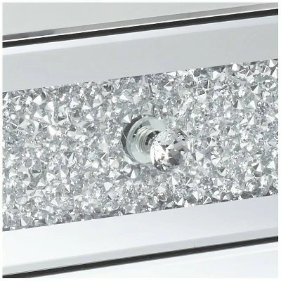 Studio 55D Modern Mirrored Rectangular Accent Side End Table 20" x 14" with 3-Drawer Silver Glass Crystal Living Room Home House 5 Studio 55D Modern Mirrored Rectangular Accent Side End Table 20" x 14" with 3-Drawer Silver Glass Crystal Living Room Home House - Image 3