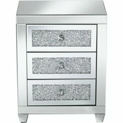 Studio 55D Modern Mirrored Rectangular Accent Side End Table 20" x 14" with 3-Drawer Silver Glass Crystal Living Room Home House 12 Studio 55D Modern Mirrored Rectangular Accent Side End Table 20" x 14" with 3-Drawer Silver Glass Crystal Living Room Home House -Side Tables Sales unnamed file 4357