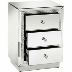 Studio 55D Modern Beaded Mirrored Rectangular Accent Side End Table 19" x 13 3/4" with Drawer Silver Living Room Bedroom Bedside -Side Tables Sales unnamed file 4362