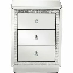Studio 55D Modern Beaded Mirrored Rectangular Accent Side End Table 19" x 13 3/4" with Drawer Silver Living Room Bedroom Bedside -Side Tables Sales unnamed file 4363