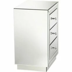 Studio 55D Modern Beaded Mirrored Rectangular Accent Side End Table 19" x 13 3/4" with Drawer Silver Living Room Bedroom Bedside -Side Tables Sales unnamed file 4364