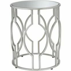55 Downing Street Modern Glam Metal Round Accent Side End Table 20" Wide Silver Mirrored Top for Living Room Bedroom Home Entryway -Side Tables Sales unnamed file 4375