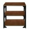 3 Tier Industrial Style Metal Side End Table with Wooden Shelves Brown/Bronze - Benzara -Side Tables Sales unnamed file 4376