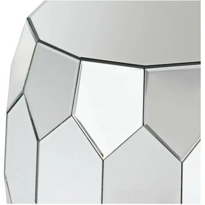 Studio 55D Modern Glam Mirrored Round Accent Side End Table 18" Wide Silver Geometric for Living Room Bedroom Entryway House Home 4 Studio 55D Modern Glam Mirrored Round Accent Side End Table 18" Wide Silver Geometric for Living Room Bedroom Entryway House Home - Image 2
