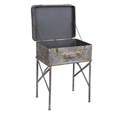 Foreside Home & Garden Distressed Metal Suitcase Side/End Table - Foreside Home and Garden 3 Foreside Home & Garden Distressed Metal Suitcase Side/End Table - Foreside Home and Garden